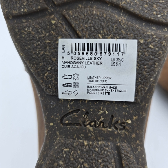 6N - NARROW - Clarks Roseville Sky Women's Slip-Ons, Mahogany Leather, Like New! - Picture 14 of 16